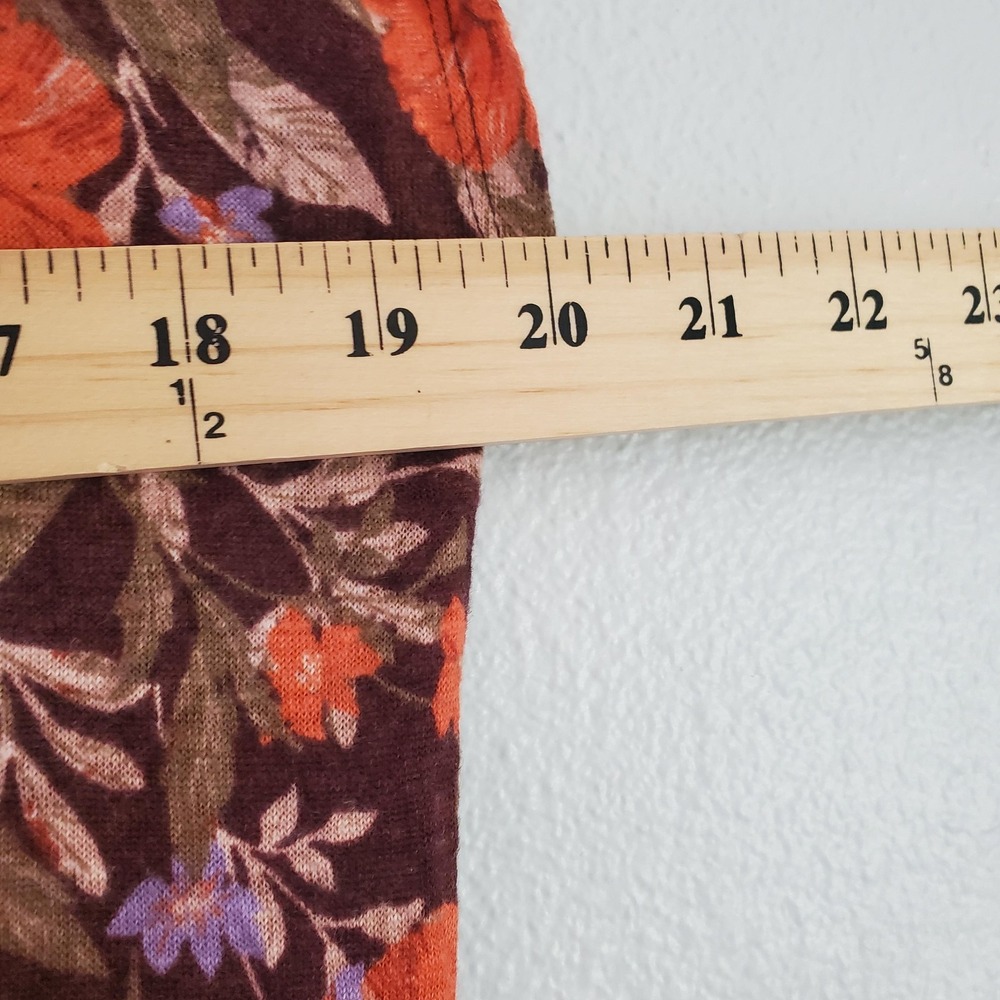 Haute Hippie Shirt Womens Large Brown Red Floral Linen Lightweight Boho Top - Picture 4 of 7